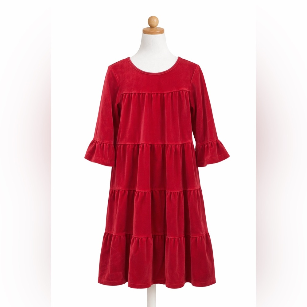 Hannah Anderson 6-7 Dress 120 Solid‎ Red Velvet Holiday Christmas Made Ukraine